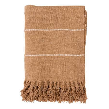 Beige-coloured 100% cotton blanket with tassels 51.18x66.93 inch