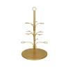 Tree stand holds 12 gold metal goblets