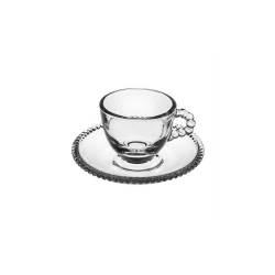 Marmor Glas Kaffeetasse mit Teller cl 8,5