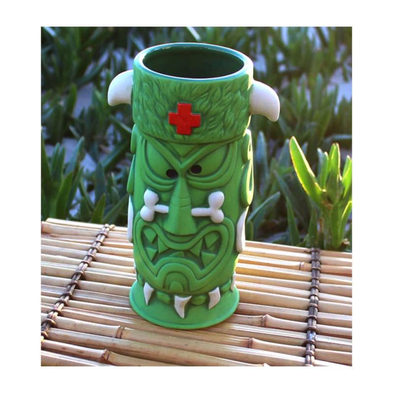 Derek's Witch Doctor green ceramic Tiki mug 21.64 oz.