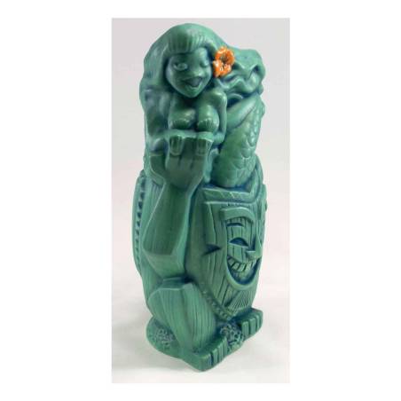 Looky Leia Mermaid ceramic aquamarine Tiki mug 18.26 oz.