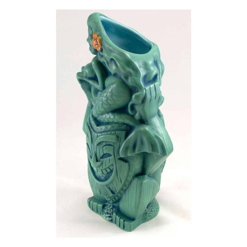 Looky Leia Mermaid ceramic aquamarine Tiki mug 18.26 oz.