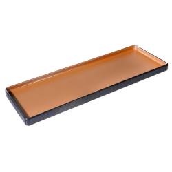 Two-tone brown and black rectangular melamine tray 50x18 cm