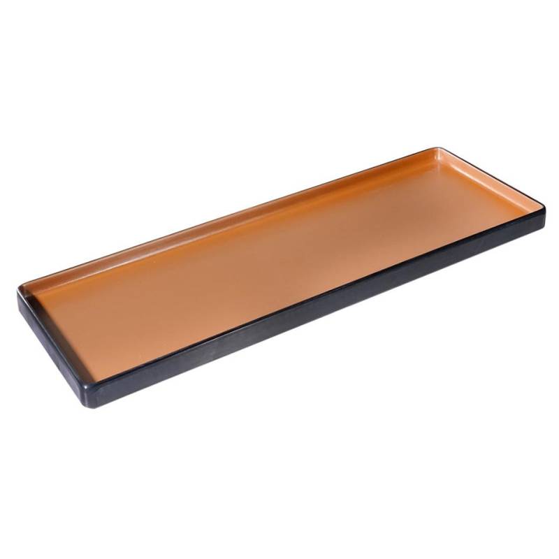 Two-tone brown and black rectangular melamine tray 50x18 cm