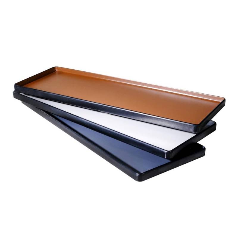 Two-tone brown and black rectangular melamine tray 50x18 cm