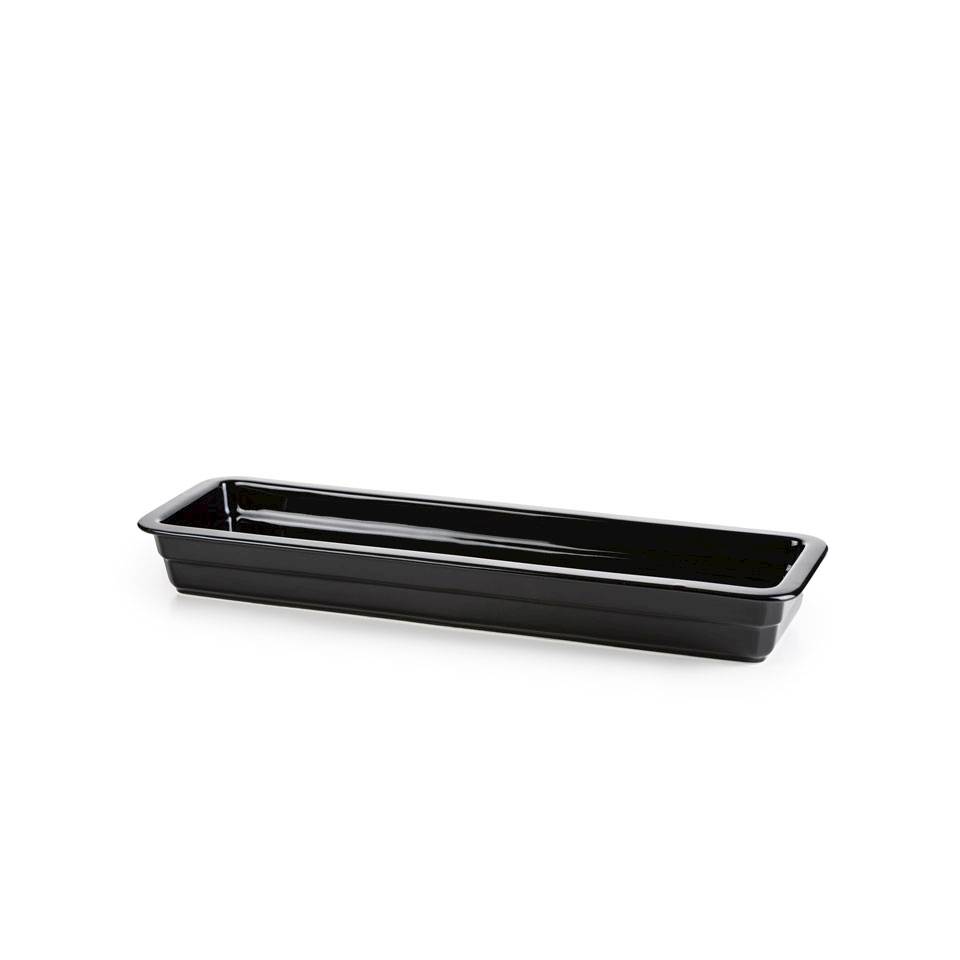 Gastronorm rechteckige schwarze Porzellanschale 2/4 cm 53x16x6,5