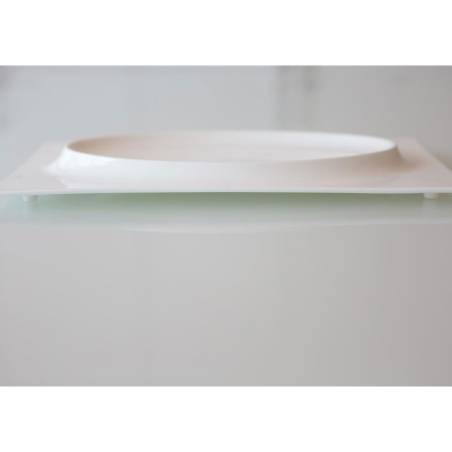 Rectangular plate with oval relief Phoemics in white porcelain 30.5x19 cm