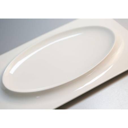 Phoemics white porcelain oval relief rectangular plate 36x22 cm