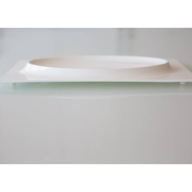 Phoemics white porcelain oval relief rectangular plate 36x22 cm