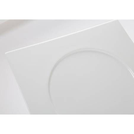 Phoemics round imprint square plate in white porcelain 26 cm