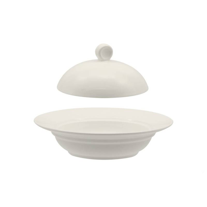 White porcelain round cocotte with lid cm 17.1x8.7