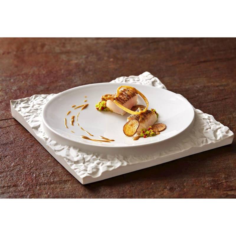 Terra white porcelain square flat plate 26x26 cm