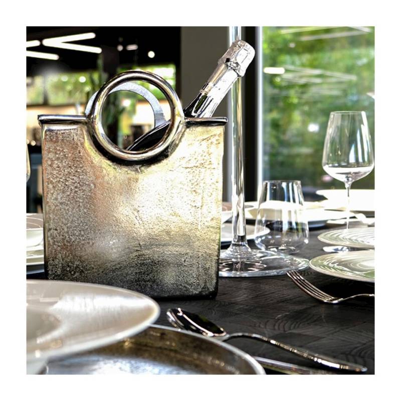 Silber Aluminium Wein Eimer Tasche cm 21x14x25,5