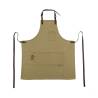 Apron with bib and pocket Airone in beige cotton and leather piping cm 68x78