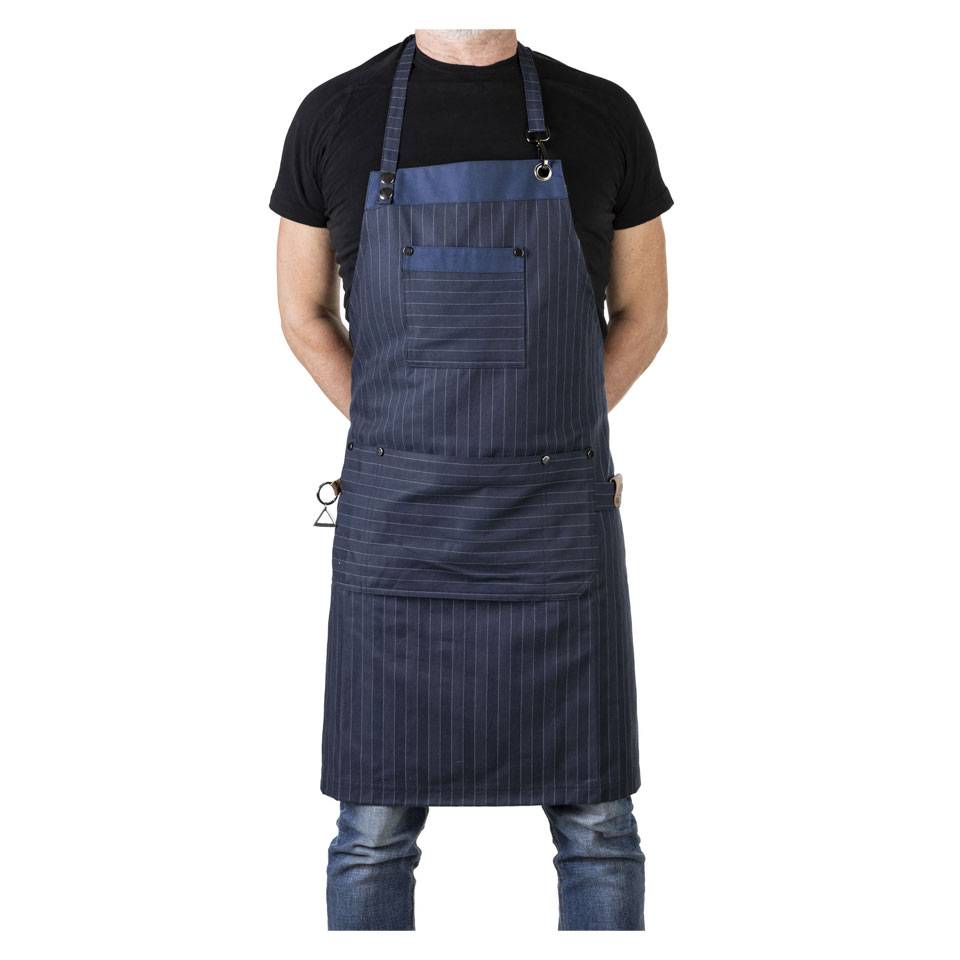 Apron with bib Goldfinch pinstripe blue cm 85x82