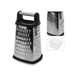 Stainless steel 4-sided grater with plastic container