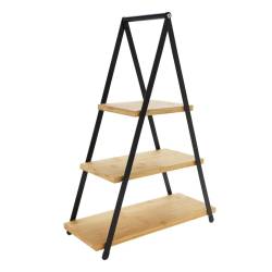 Bamboo and metal 3 tier riser 38x16x53 cm