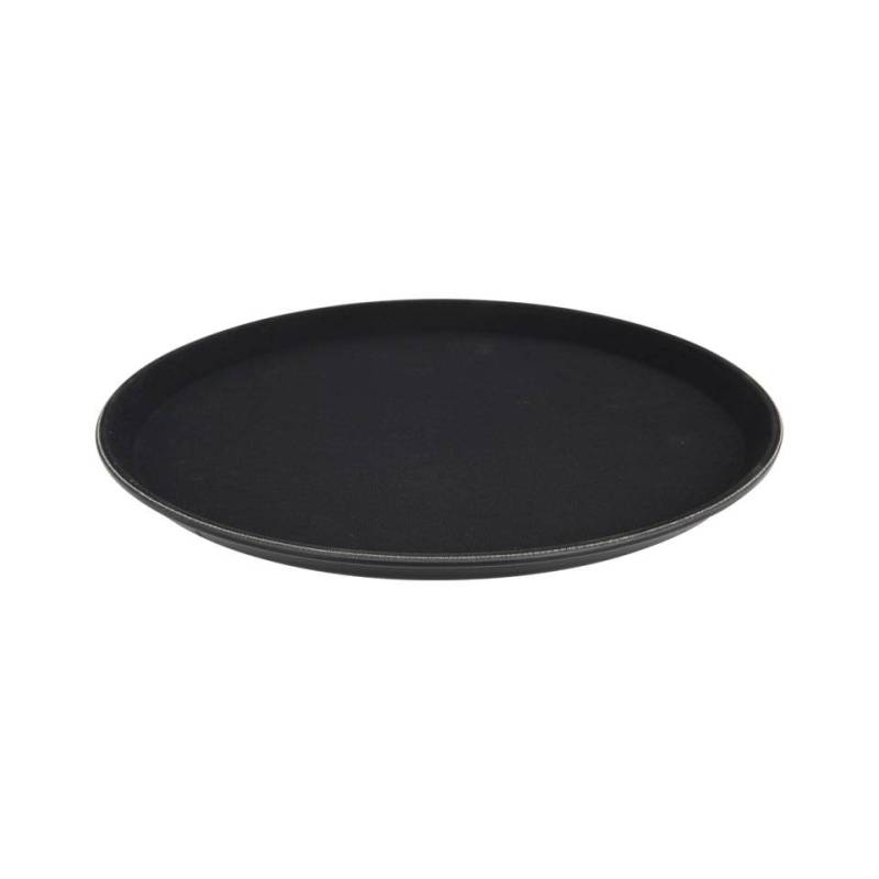 Black polypropylene non-slip round tray cm 35