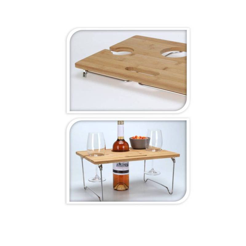 Wooden folding glass and wine rack coffee table