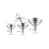 Set of 3 stainless steel long-handled funnels cm 7.5-5.5-4.5