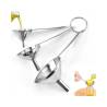 Set 3 imbuti con manico lungo in acciaio inox cm 7,5-5,5-4,5