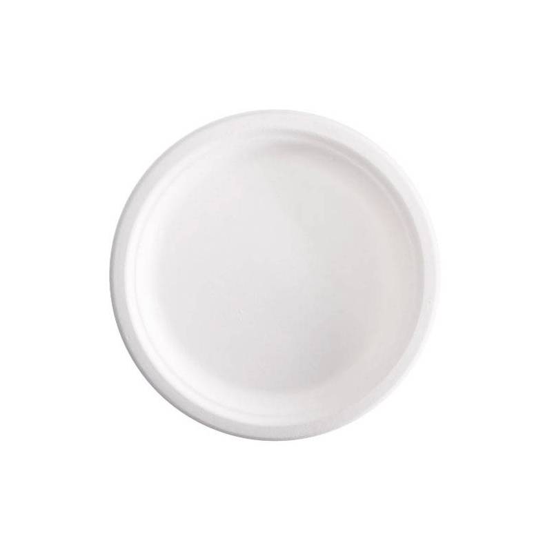 White bagasse flat plate 23 cm