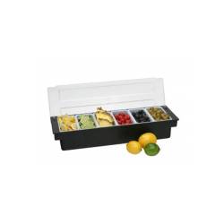 Condiment holder 6 black plastic trays cm 50x15.6x9.4