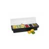 Condiment holder 6 black plastic trays cm 50x15.6x9.4