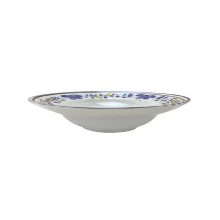 Pasta bowl Maritime Venezia in porcellana bianca con fiori blu cm 26,5