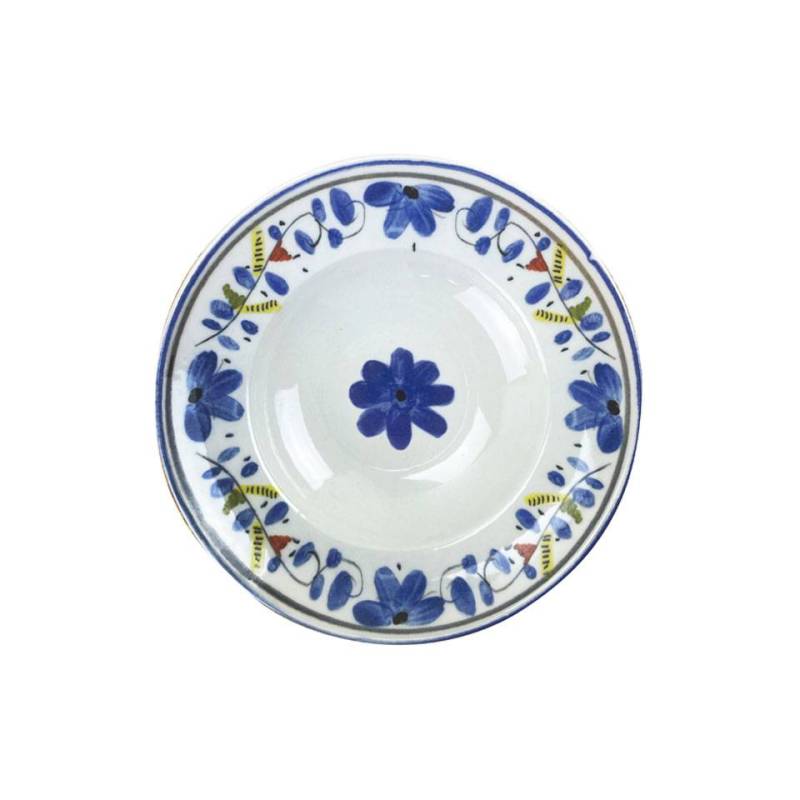 Maritime Sorrento white porcelain pasta bowl with blue flowers cm 26.5