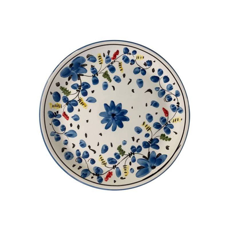 Maritime Sorrento white porcelain flat plate with blue flowers cm 28