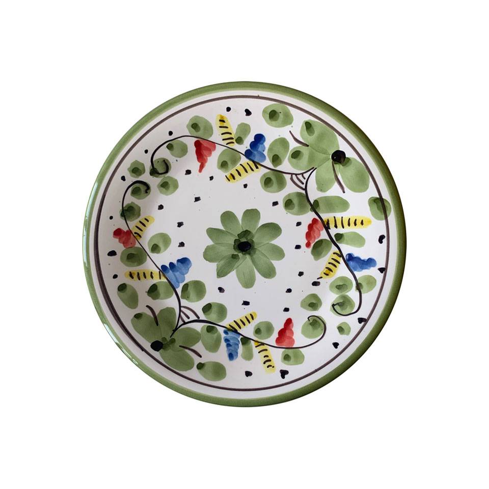 Maritime Sorrento white porcelain flat plate with green flowers cm 28