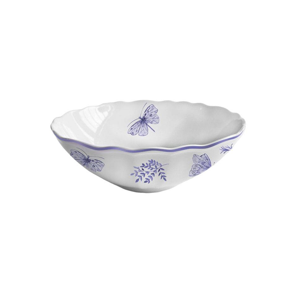 Sonia Blue blue and white porcelain salad bowl with butterfly decoration cm 22.5