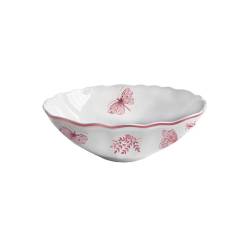 Sonia Pink white and pink porcelain salad bowl with butterfly decoration cm 22.5