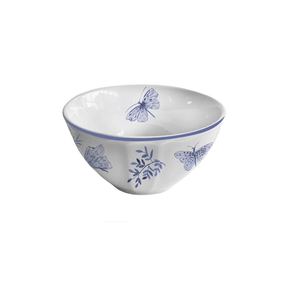 Sonia Bluein blue and white porcelain bolo bowl with butterfly decoration cm 13