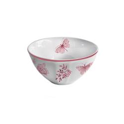 Sonia Pink white and pink porcelain bolo bowl with butterfly decoration cm 13