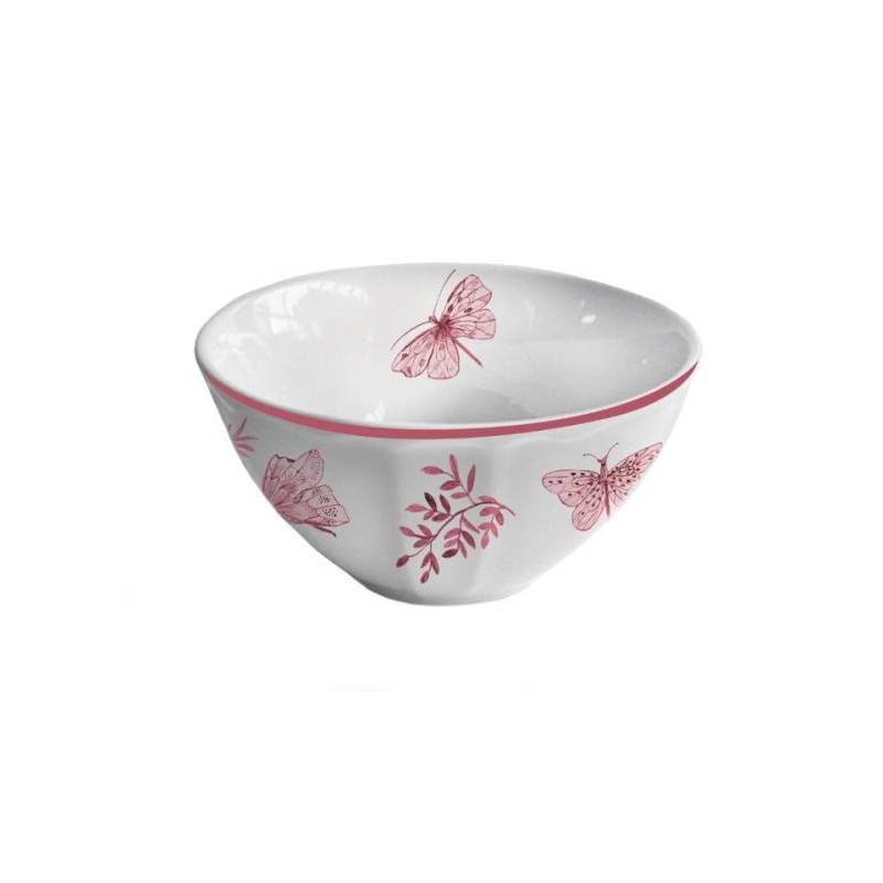 Sonia Pink white and pink porcelain bolo bowl with butterfly decoration cm 13