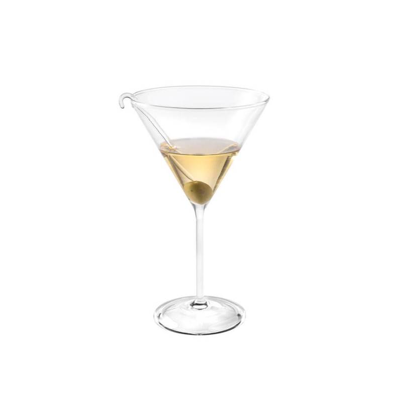 Blown glass martini cup with olive stick cl 34