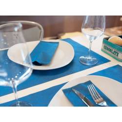 Fashion blue straw paper cutlery bag with napkin