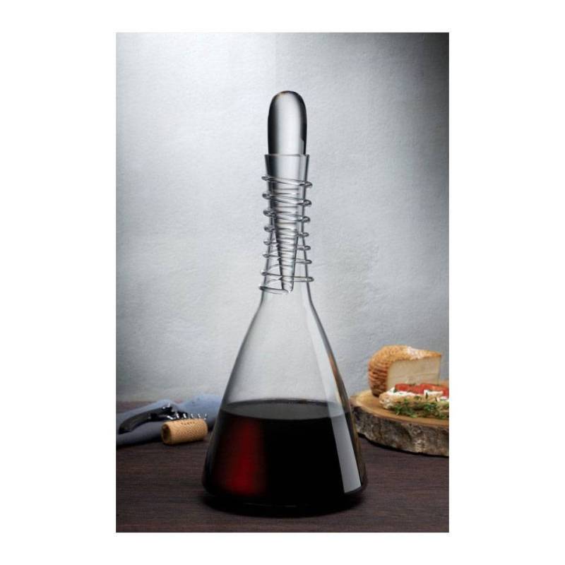 Denizli Pasabahce blown decanter with glass stopper lt 1