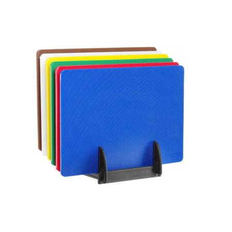 Set 6 cutting boards with polyethylene stand assorted colors cm 45x30x1