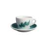 Verona Onda white and green porcelain cappuccino cup with plate cl 15