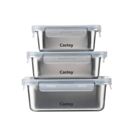 Castey stainless steel rectangular container with airtight lid ml 800