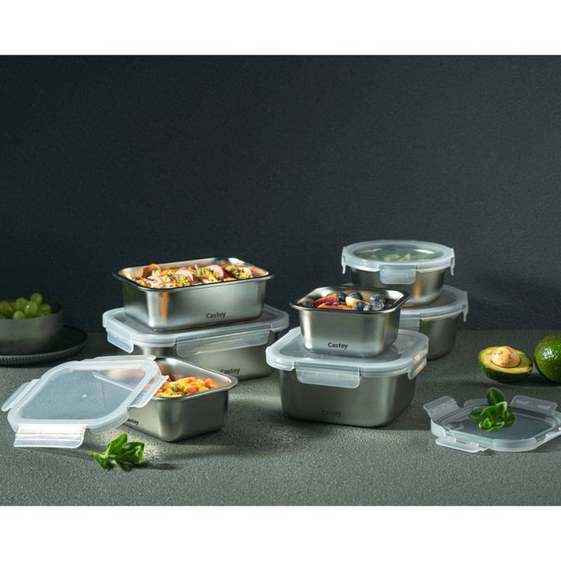 Castey stainless steel rectangular container with airtight lid ml 800