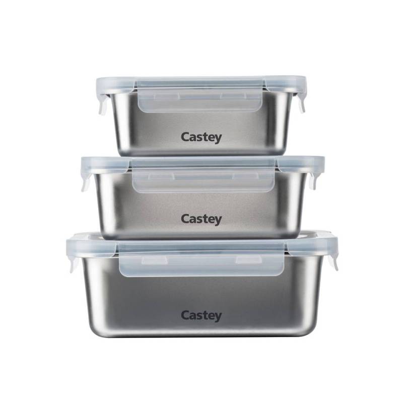 Castey stainless steel rectangular container with airtight lid lt 1.2