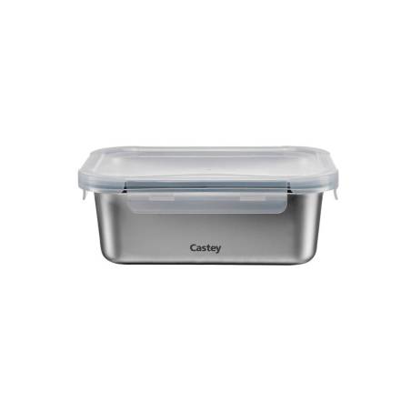 Contenitore rettangolare Castey in acciaio inox con coperchio ermetico lt 1,78