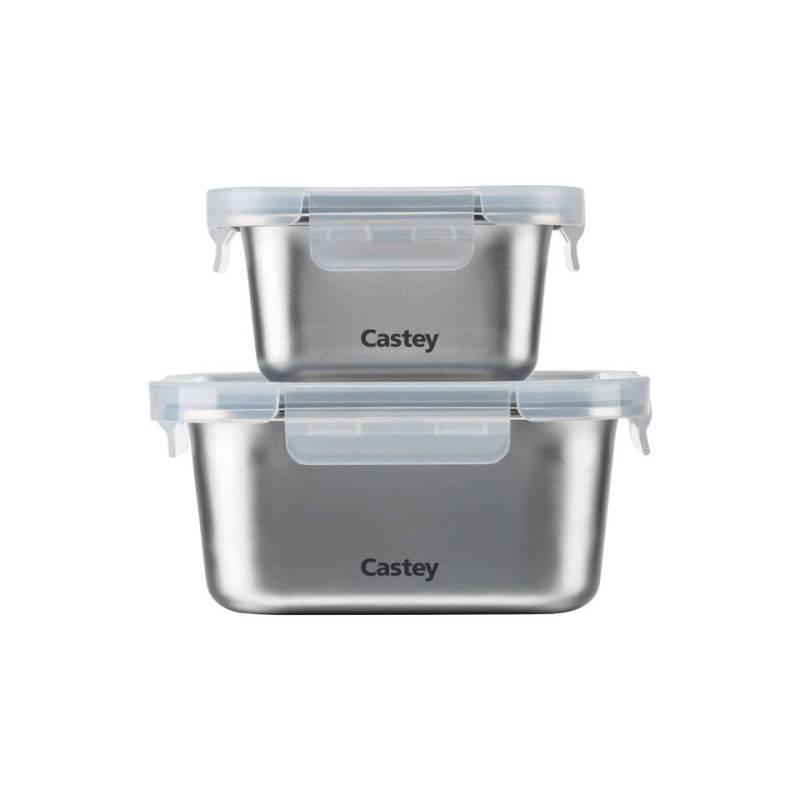 Contenitore quadro Castey in acciaio inox con coperchio ermetico ml 600