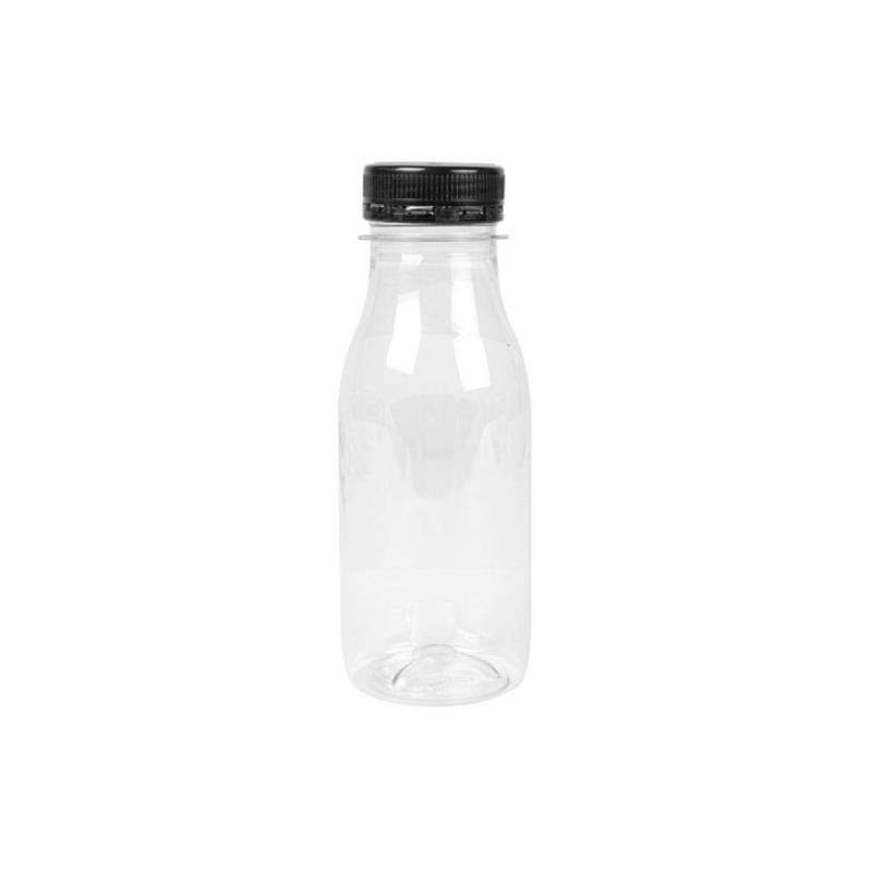 Transparente Pet-Flasche mit schwarzem Verschluss cl 25