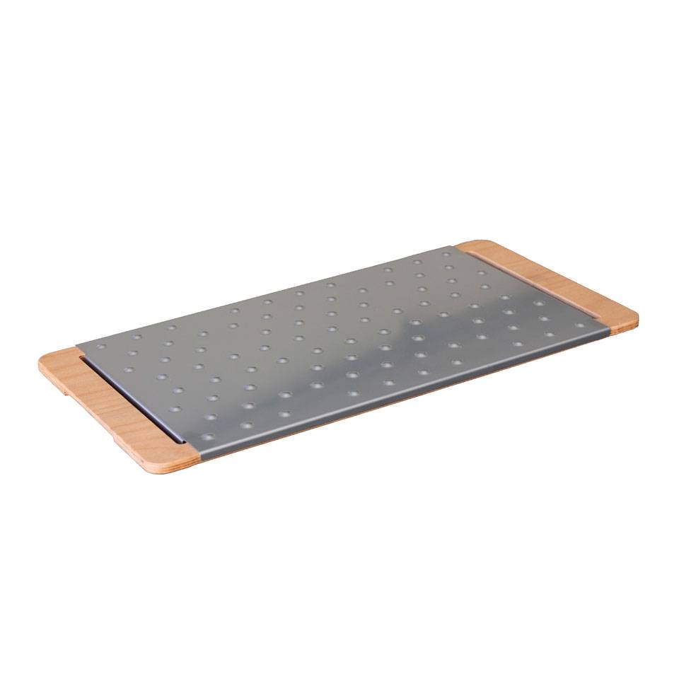 Right cutting board for pinsa and pizza in stainless steel and wood 30x60 cm