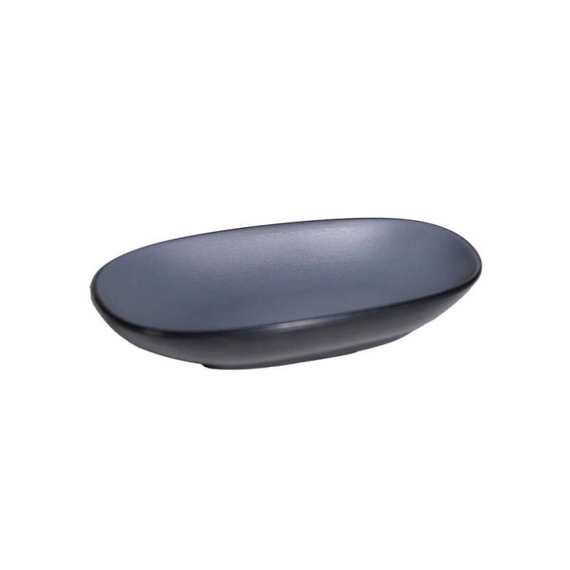 Grey and black oval melamine tray cm 19.5x12.5x2.8